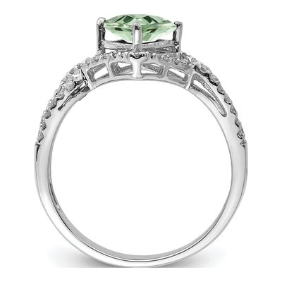 Sterling Silver 1/4 ct tw Green Quartz & Diamond Ring – view 2