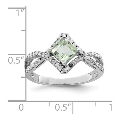 Sterling Silver 1/4 ct tw Green Quartz & Diamond Ring – view 3
