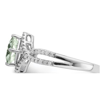 Sterling Silver 1/4 ct tw Green Quartz & Diamond Ring – view 4
