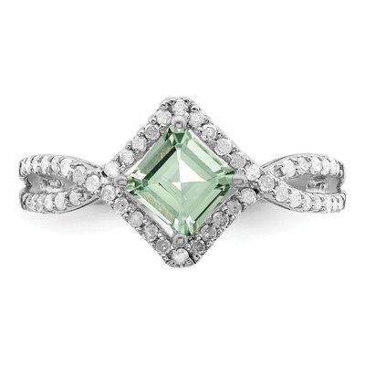 Sterling Silver 1/4 ct tw Green Quartz & Diamond Ring – view 5