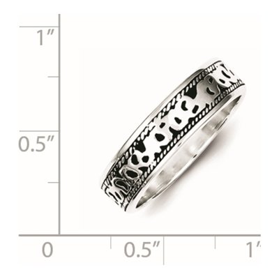 Sterling Silver 6mm Fancy Antiqued Band – view 2