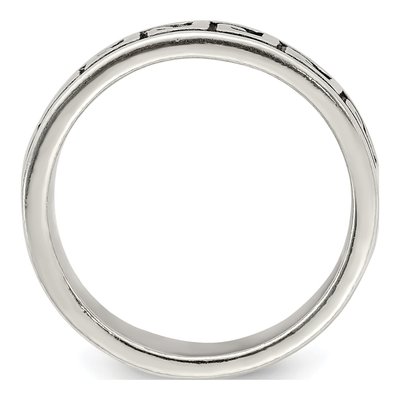 Sterling Silver 5mm Greek Key Antiqued Band – view 3