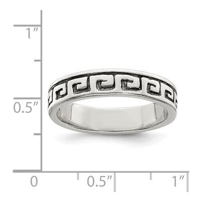 Sterling Silver 5mm Greek Key Antiqued Band – view 4