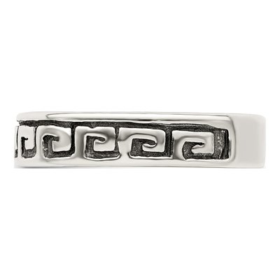 Sterling Silver 5mm Greek Key Antiqued Band – view 5