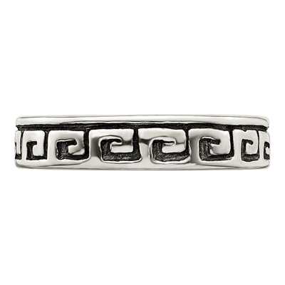 Sterling Silver 5mm Greek Key Antiqued Band – view 6