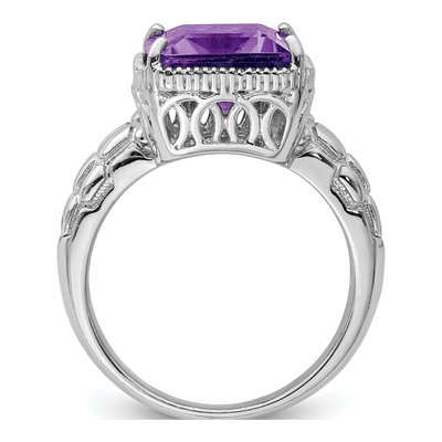 Sterling Silver Amethyst Octagon Ring – view 2