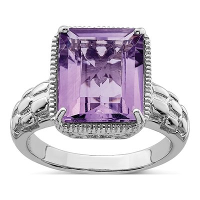 Sterling Silver Amethyst Octagon Ring
