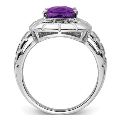 Sterling Silver Amethyst Checker-Cut Ring – view 2