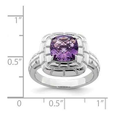 Sterling Silver Amethyst Checker-Cut Ring – view 3