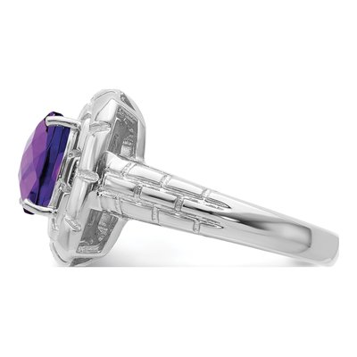Sterling Silver Amethyst Checker-Cut Ring – view 4