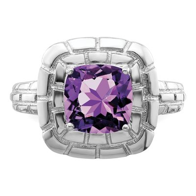 Sterling Silver Amethyst Checker-Cut Ring – view 5