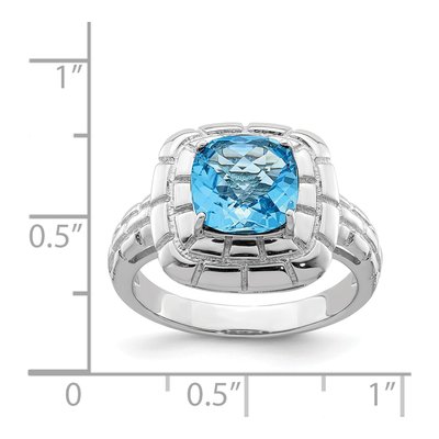 Sterling Silver Swiss Blue Topaz Checker-Cut Ring – view 3