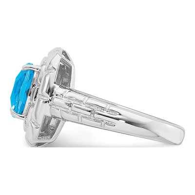 Sterling Silver Swiss Blue Topaz Checker-Cut Ring – view 4