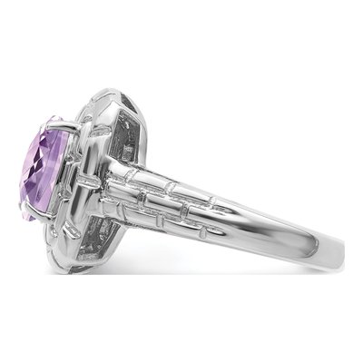 Sterling Silver Rose de France Amethyst Checkerboard Ring – view 3