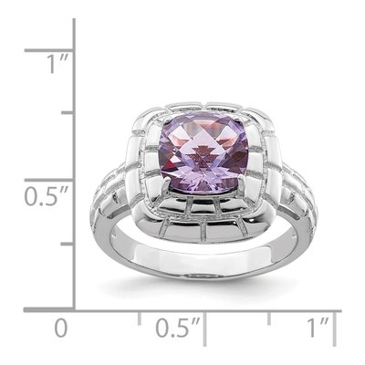 Sterling Silver Rose de France Amethyst Checkerboard Ring – view 4