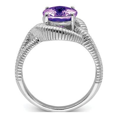 Sterling Silver Amethyst Checker-Cut Ring – view 2