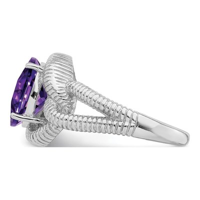 Sterling Silver Amethyst Checker-Cut Ring – view 4