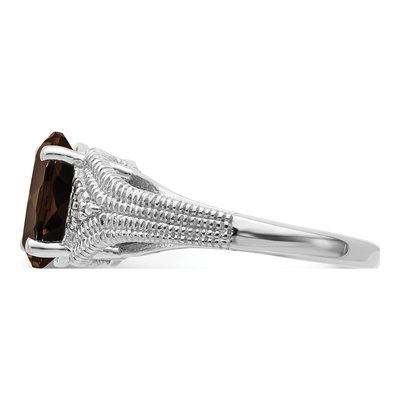 Sterling Silver 1/20 ct tw Smoky Quartz & Diamond Oval Ring – view 3