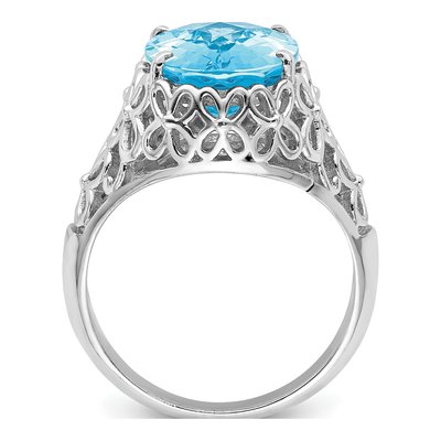 Sterling Silver Sky Blue Topaz Checker-Cut Ring – view 2