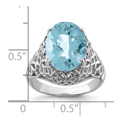 Sterling Silver Sky Blue Topaz Checker-Cut Ring – view 3