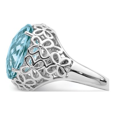 Sterling Silver Sky Blue Topaz Checker-Cut Ring – view 4