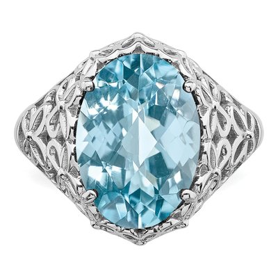 Sterling Silver Sky Blue Topaz Checker-Cut Ring – view 5