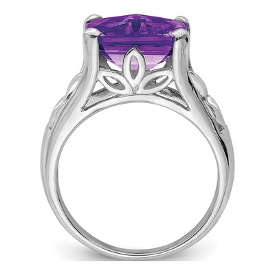 Sterling Silver Amethyst Checker-Cut Ring – view 2
