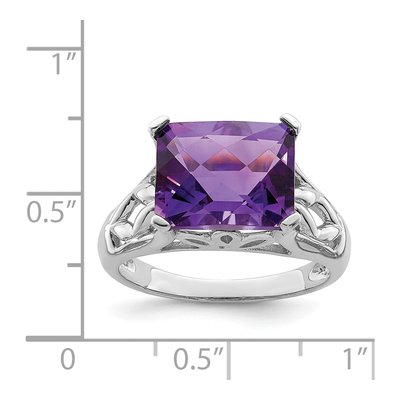 Sterling Silver Amethyst Checker-Cut Ring – view 3
