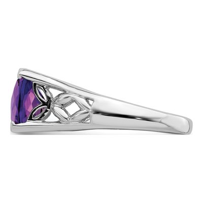 Sterling Silver Amethyst Checker-Cut Ring – view 4