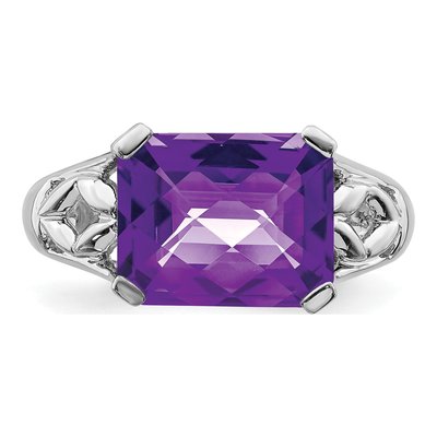 Sterling Silver Amethyst Checker-Cut Ring – view 5