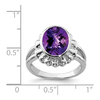 Sterling Silver Amethyst Oval Ring – view 3