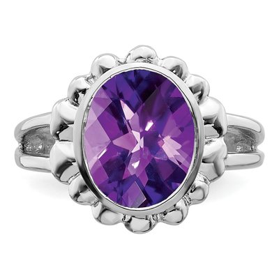 Sterling Silver Amethyst Oval Ring – view 5