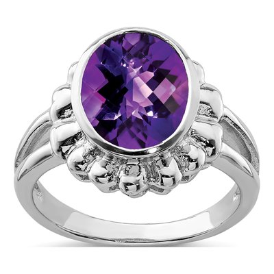 Sterling Silver Amethyst Oval Ring