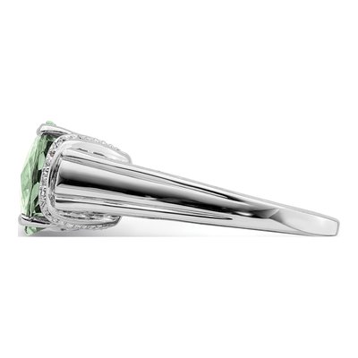 Sterling Silver Green Quartz & Diamond Ring – view 3