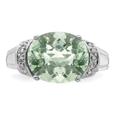 Sterling Silver Green Quartz & Diamond Ring – view 4