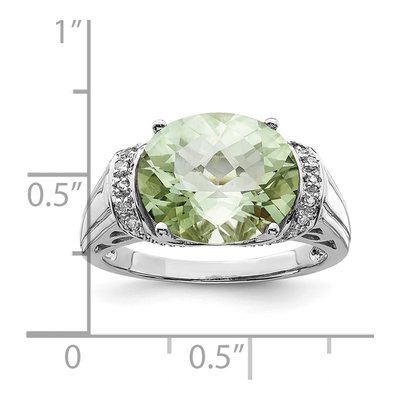 Sterling Silver Green Quartz & Diamond Ring – view 5