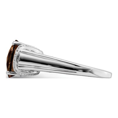 Sterling Silver Smoky Quartz & Diamond Checker-Cut Ring – view 3