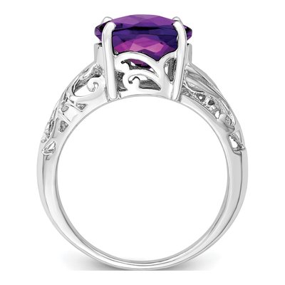 Sterling Silver Amethyst & Diamond Oval Ring – view 2