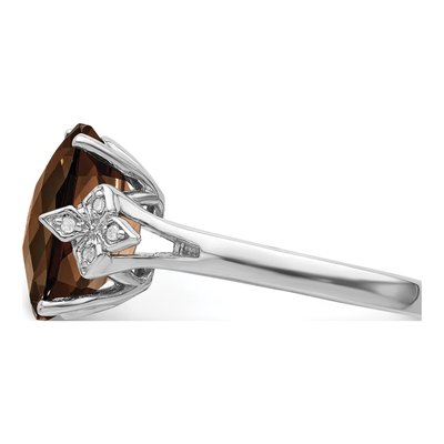 Sterling Silver Smoky Quartz & Diamond Checker-Cut Ring – view 4