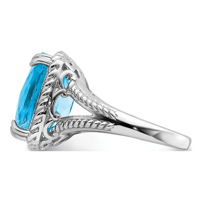 Sterling Silver Swiss Blue Topaz Checkerboard-Cut Ring – view 5