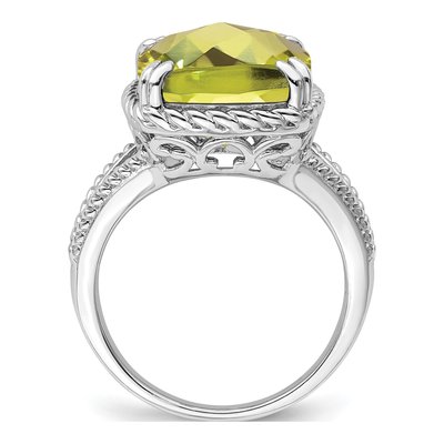 Sterling Silver Lemon Quartz Lemon Checker-Cut Ring – view 3
