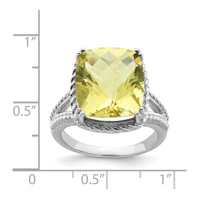 Sterling Silver Lemon Quartz Lemon Checker-Cut Ring – view 4