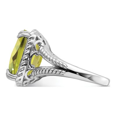 Sterling Silver Lemon Quartz Lemon Checker-Cut Ring – view 5