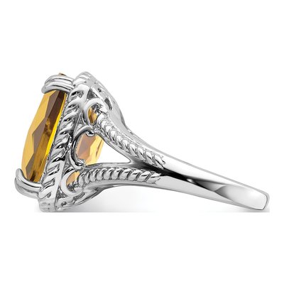 Sterling Silver Whiskey Quartz Whiskey Checkerboard Ring – view 5