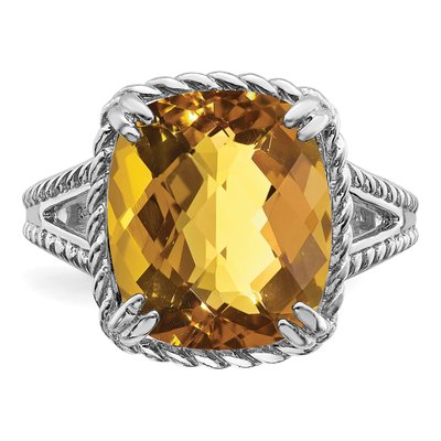 Sterling Silver Whiskey Quartz Whiskey Checkerboard Ring – view 6
