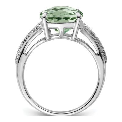 Sterling Silver Green Quartz Checker-Cut Ring – view 3