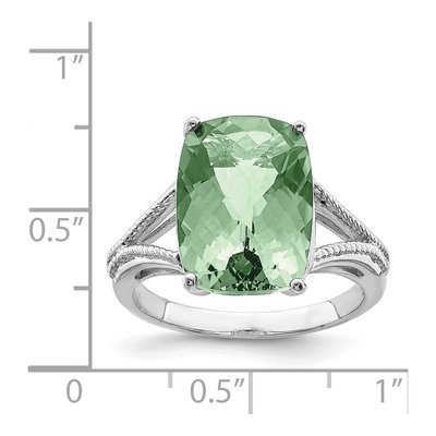 Sterling Silver Green Quartz Checker-Cut Ring – view 4