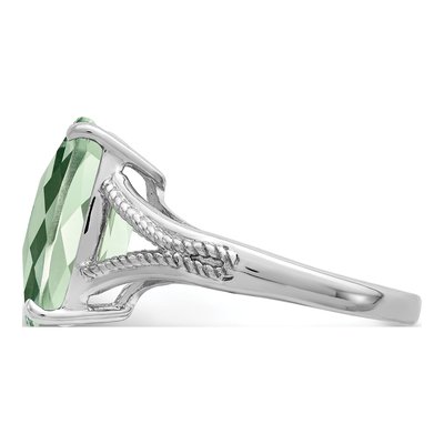 Sterling Silver Green Quartz Checker-Cut Ring – view 5