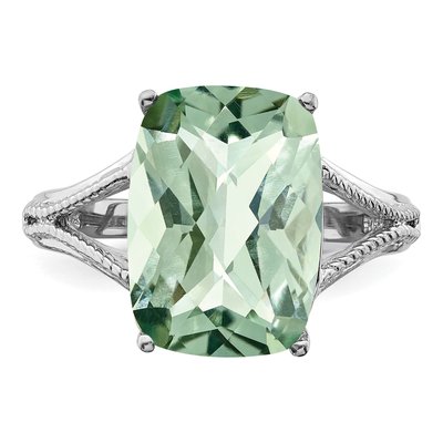 Sterling Silver Green Quartz Checker-Cut Ring – view 6