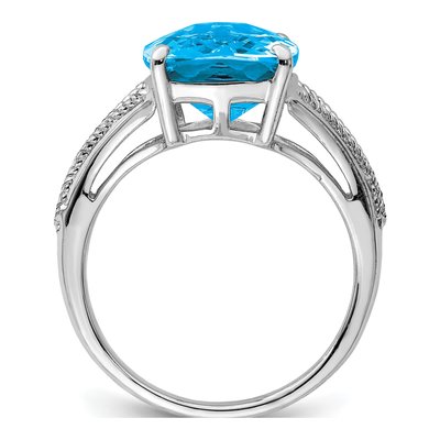 Sterling Silver Swiss Blue Topaz Checkerboard Ring – view 3